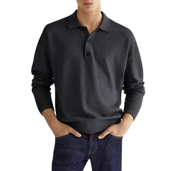Caqnni Men's Polo Golf Shirts Short and Long Sleeve Polyester Casual Lightweight Shirts Soft Collared Shirts (Z04-Black,M)