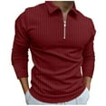 thumbnail image 1 of Caqnni Men's Polo Shirt Basic Long Sleeve for All Occasions (Red,M), 1 of 5