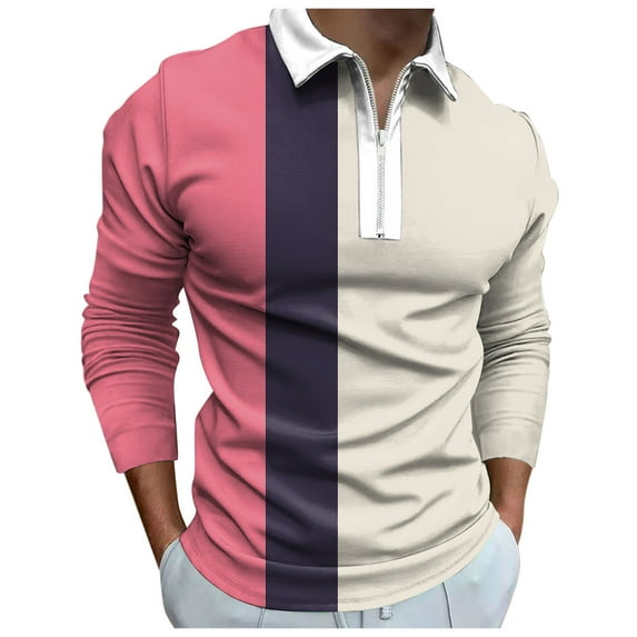 Caqnni Men's Polo Shirt Classic & Active T-Shirt Long Sleeve Moisture Wicking Golf Tennis (Beige,XL)