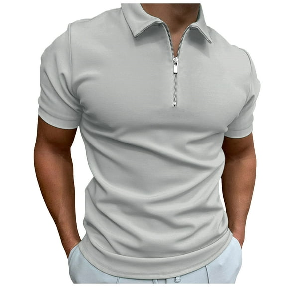 Caqnni Men's Polo Shirt Cotton Pique Classic & Active T-Shirt Short Sleeve Moisture Wicking Golf Tennis Lightweight (Grey,S)