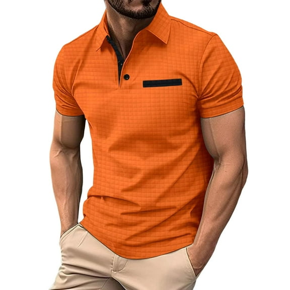 Caqnni Men's Polo Shirt, Long and Short Sleeve Tactical Shirts, Lightweight Golf Shirt(Orange,S)