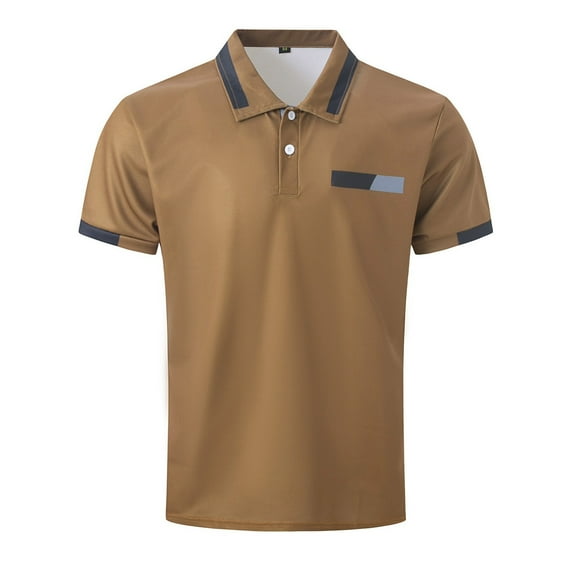 Caqnni Men's Polo Shirts Classic Casual Short Sleeve Shirts with a Soft Cotton Feel (Coffee,M)