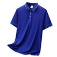 thumbnail image 1 of Caqnni Men's Polo Shirts Cotton Short Sleeve Casual Collared Vintage Shirts Classic Fit Soft Shirts (Blue,3XL), 1 of 4