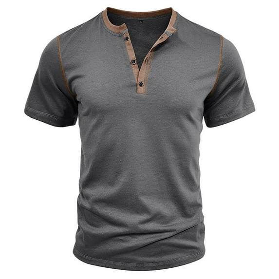 Caqnni Men's Polo Shirts Short Sleeve Cotton Blend Business Casual Stylish Collared Shirts (Grey,L)