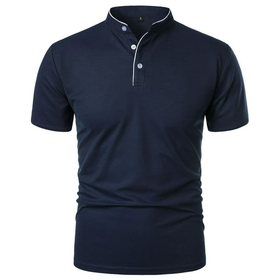 Caqnni Men's Knit Polo Shirts Short Sleeve Striped Polo Shirt Fashion Casual Golf Casual Shirts (3XL,Z01-Navy)