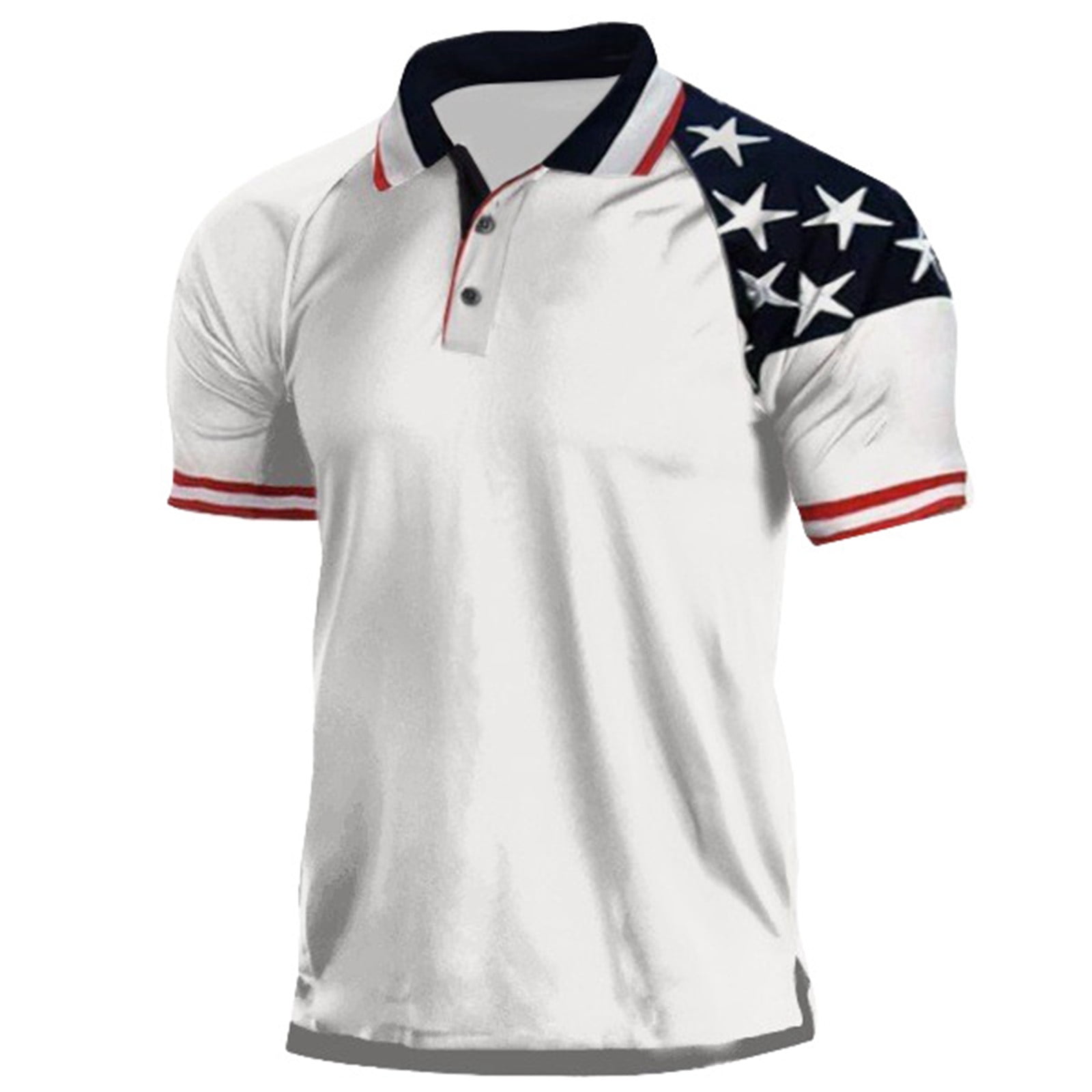 Caqnni Men's Polo Shirts with American Flag Prints Short Sleeve Polo ...