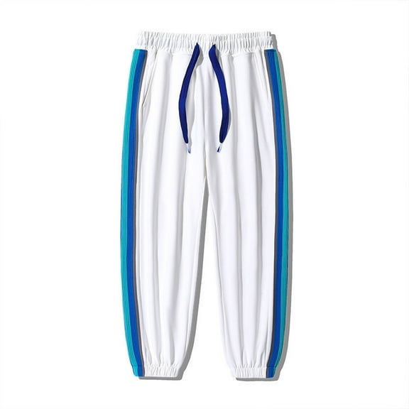 Caqnni Men's Regular Casual Pants with Pockets Long Casual Pants (White,L)