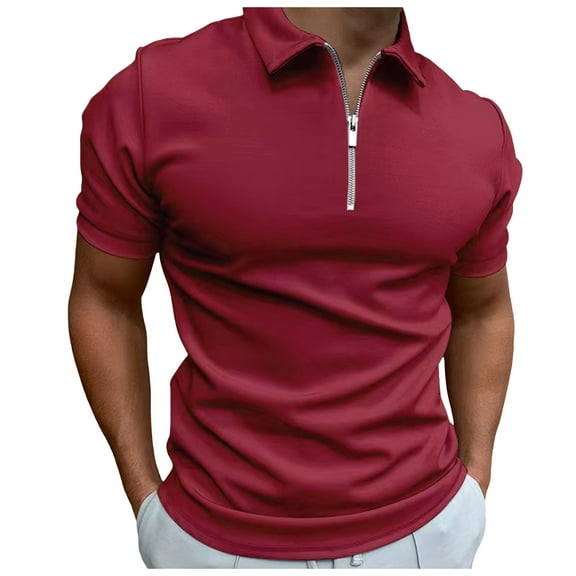 Caqnni Men's Regular-Fit Cotton Polo Shirt (Available in Big & Tall) (Red,L)