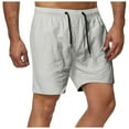 thumbnail image 1 of Caqnni Mens Casual Shorts- Casual Shorts Multiple Pockets Casual Trousers Work Summer Elastic Waist Yoga Summer Trousers (Z01-Grey,M), 1 of 1