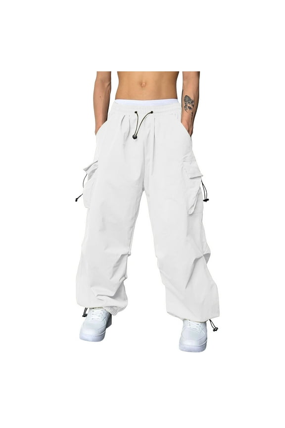 Men's Relaxed Fit Straight Leg Cargo Pant(White,XXL)