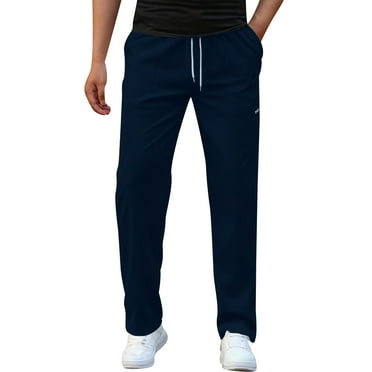 Caqnni Men's Relaxed Fit Straight Leg Casual Pants (Blue,XL)