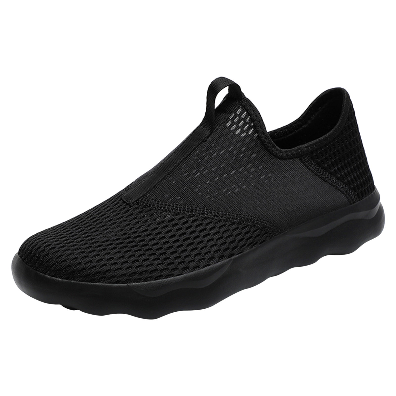 Men's Running Shoes Casual Slip on Walking Tennis Gym Sneakers Lightweight Breathable Mesh Workout Sports Soft Sole (Black,45)
