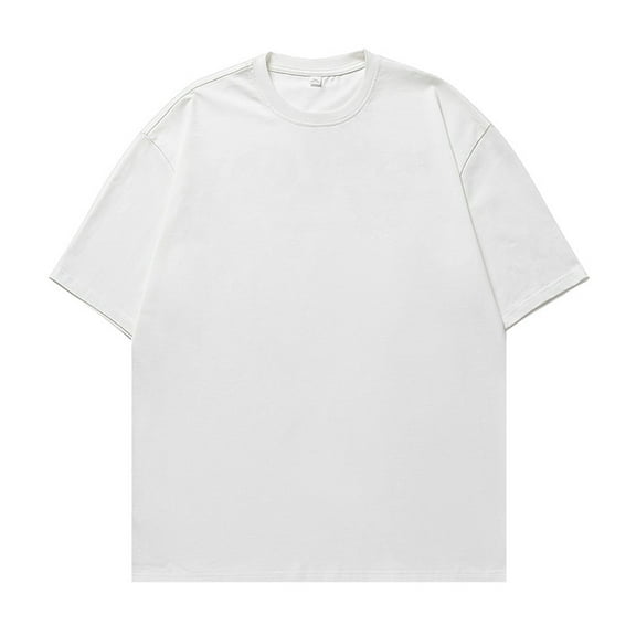 Caqnni Men's Shirts Casual Cotton Shirts Solid Color Short Sleeve Shirts Summer Plus Size (White,3XL)