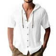 thumbnail image 1 of Caqnni Men's Shirts Casual Long Sleeve Button Down Shirts Band Collar Linen Summer Beach Shirts (White,XXL), 1 of 1