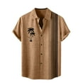 thumbnail image 1 of Caqnni Men's Short Sleeve Cotton Linen Shirt Beach Button Down Shirts Casual Button Up Shirt Summer Yoga Tops (Yellow,XXL), 1 of 3