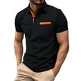 thumbnail image 1 of Caqnni Men's Short Sleeve Moisture Wicking Stretch Polo Shirt with Quick Dry (Black,L), 1 of 5
