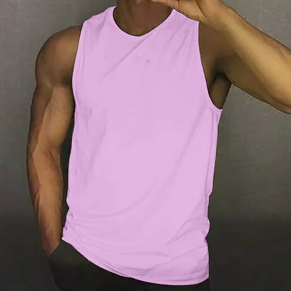 Caqnni Men's Soft Tank, Moisture Wicking, Anti-Odor, Classic Colors (Rose Gold,L)