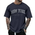 thumbnail image 1 of Caqnni Men's Summer Casual Graphic Print Round Neck Short Sleeve Letter Print T Shirt (Z03-Navy,XXL), 1 of 4