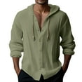 thumbnail image 1 of Caqnni Men's Summer Short-sleeved Shirt Button Top Linen Color Shirt (AG,XL), 1 of 4