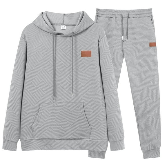 Caqnni Men's Sweatsuits 2pcs Sets Hoodie 2PCS Letter Printing Outfits Men's Sports Tracksuits Pullover Hoodies Sweatshirt and Sweatpants Fall Winter Suit (Grey,S)