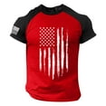 thumbnail image 1 of Caqnni Men's T-Shirts USA Flag Short Sleeve Crew Neck Blouse Casual Slim Fit Tops Red,3XL）, 1 of 4