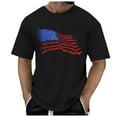 thumbnail image 1 of Caqnni Men's T-Shirts USA Flag Short Sleeve O-Neck Blouse Casual Slim Fit Tops Shirts for Men (Black,XXL), 1 of 4