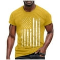 thumbnail image 1 of Caqnni Men's T-Shirts USA Flag Short Sleeve O-Neck Blouse Casual Slim Fit Tops Shirts for Men Yellow,M）, 1 of 3