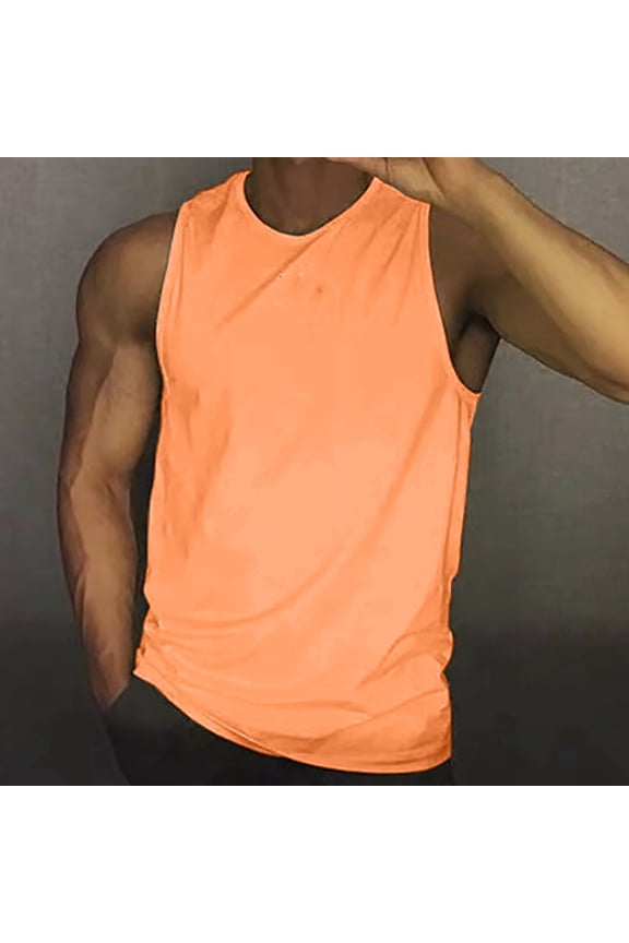 Men's Tank Tops Body Quick Dry Vest Workout Tank Tops Gym Muscle Shirts Bodybuilding Compression Gym WorkoutMuscle Tshirts Big and Tall Basketball Tank Tops (Orange,XXL)