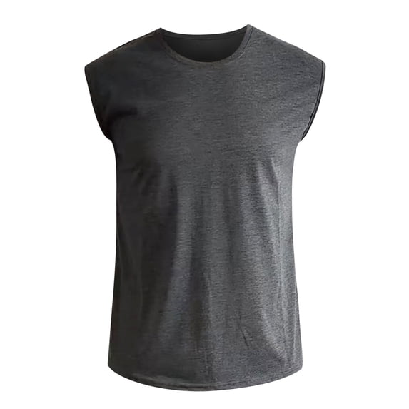 Caqnni Men's Tank Tops Cotton Performance Sleeveless Casual Classic T Shirts Solid Color Big And Tall Tank Tops For Men for Running Workout Muscle Tee Summer Vacation Beach Hawaii (Gray,4XL)