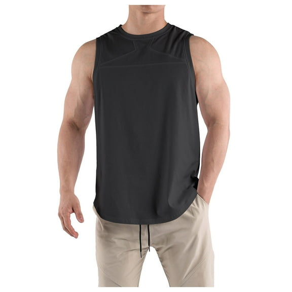 Caqnni Men's Tank Tops Sleeveless Shirts Tees Casual Tops Cool Summer Beach Vacation (Black,M)