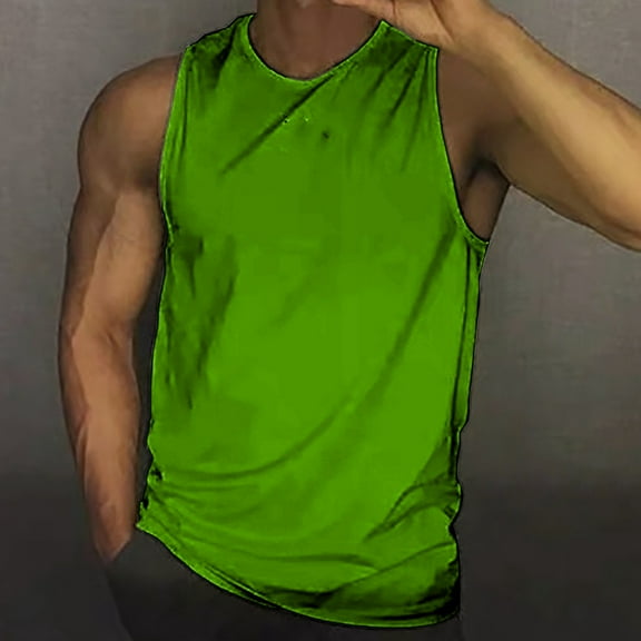 Caqnni Men's Tank Tops Body Quick Dry Vest Workout Tank Tops Gym Muscle Shirts Bodybuilding Compression Gym WorkoutMuscle Tshirts Big and Tall Basketball Tank Tops (Green,M)