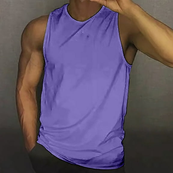 Caqnni Men's Tank Tops Body Quick Dry Vest Workout Tank Tops Gym Muscle Shirts Bodybuilding Compression Gym WorkoutMuscle Tshirts Big and Tall Basketball Tank Tops (Purple,4XL)