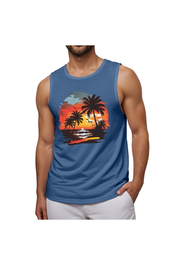 Men's Tank Tops Workout Shirt Quick Dry Sleeveless Gym Stringer Muscle T-Shirts Gym Bodybuilding Sleeveless Muscle Tee Shirt XL,Blue