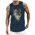 thumbnail image 1 of Caqnni Men's Tees USA Flag T-Shirt Patriotic Tank Tops Sleeveless Shirts Crew Neck 3D American Flag Shirt Tees (Dark Blue,XL), 1 of 4