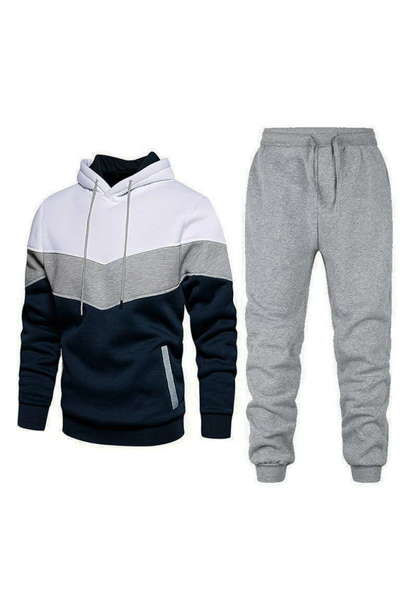 Men's Tracksuit 2 Piece Hooded Athletic Sweatsuits Casual Running Jogging Sport Suit Sets for Running Workout Gym S-M-L-XL-XXL-XXXL (Light Gray,S)