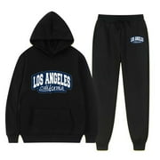 CAQNNI Men's Tracksuits 2 Piece Set Jogging Outfit Hoodie Sports Sweatsuit Sets for Running Workout Gym Fall Winter Tracksuit for Running Workout Gym (Black,M)