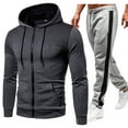 thumbnail image 1 of Caqnni Fall Winter Men's Tracksuits 2 Piece Athletic Outfit Hoodie Sports Sweatsuit PulloverZip Up Hoodies Suit Sets Jogging Suits For Men (Gray,XXL), 1 of 6