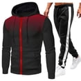 thumbnail image 1 of Caqnni Men's Tracksuits 2Pcs Set Full Zip Up Jacket Coat Outfits Hoodies Sweatshirt with Sweatpants Sport Sweatsuits Streetwear Cargo Pants For Men (Red,XL), 1 of 6