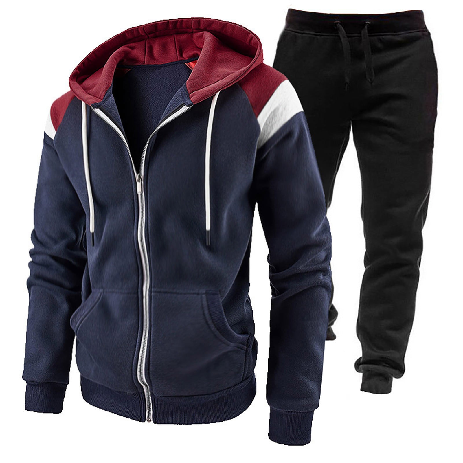 JUUYY Men's Retro Windbreaker Tracksuits Set Long Sleeve