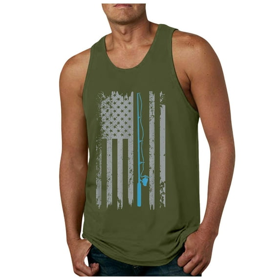 Caqnni Men's USA Flag Distressed Graphic Tank Tops Mens USA Sleeveless Shirts 4th of July Independence Day (AG,3XL)