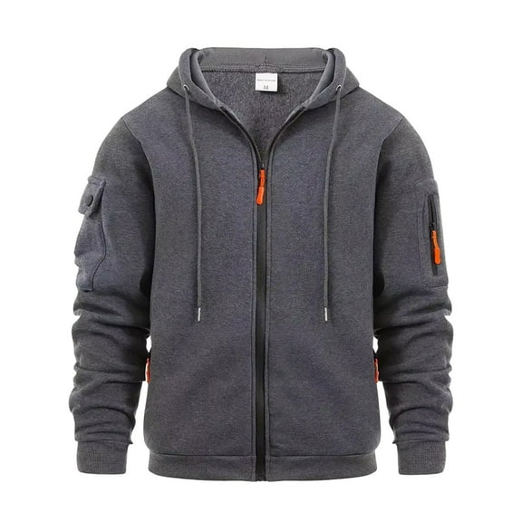 Caqnni Men's Vintage Soft Full Zip Up Workout Active Sports Fashion Hooded Sweatshirt Hoodie Jacket Coats (3XL,Grey)
