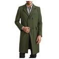 Caqnni Men's Winter Trench Coat Wool Blend Pea Coat Slim Fit Single
