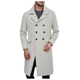 Men's Wool Peacoat Black Winter Coat Double Breasted Private