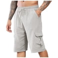 thumbnail image 1 of Caqnni Men's Casual Shorts Loose Fit Casual Shorts Casual Shorts Drawstring Shorts with Multi Pockets (Grey,3XL), 1 of 5