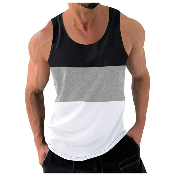 Caqnni Men's Workout Basic Style Classical Color Easy to Match Tank Tops Shirts for Men Summer Sleeveless Gym Bodybuilding Muscle (Black,XL)