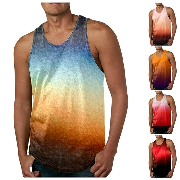 Caqnni Men's Workout Tank Tops Gym Sleeveless T-Shirts Fitness Bodybuilding Muscle Shirts (Gold,L)