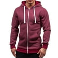 thumbnail image 1 of Caqnni Men's Zip Up Hoodie Lightweight Long Sleeve Basic Slim Fit Cotton SweatShirt with Pocket (Red,L), 1 of 4