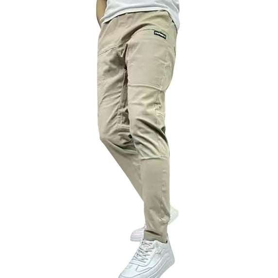 Caqnni Men's pants with pockets are casual and practical (Khaki,36)