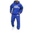 thumbnail image 1 of Caqnni Mens 2 Piece Tracksuit Outfit Athletic Jogging Sports Long Sleeve Hoodie Sweatpants Sets Summer Fall Casual Letter Printing Sweatsuits (Blue,XL), 1 of 4