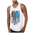 thumbnail image 1 of Caqnni Mens 4th of July American Flag Tank Tops Hawaiian Beach Top Mens Slimming Undershirt Sleeveless Muscle Tees (White,L), 1 of 5